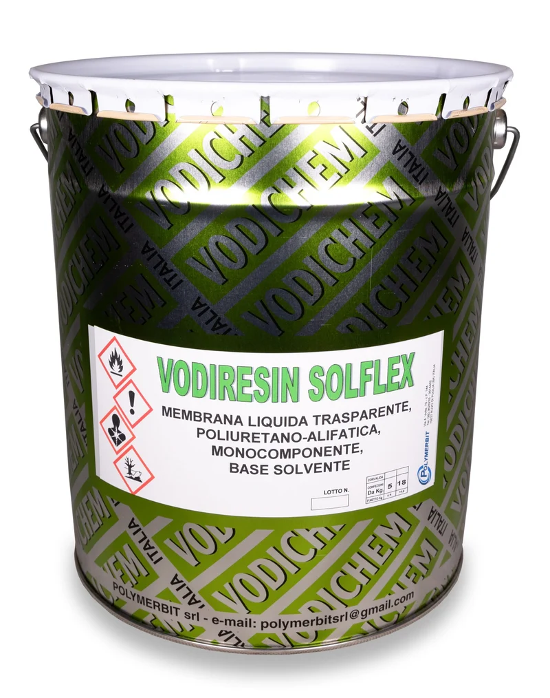Vodiresin Solflex - Membrana liquida trasparente, poliuretano alifatica, monocomponente, base solvente