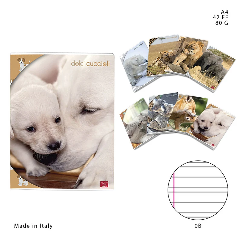 Pigna Quaderno Maxi A4 42FF 80g 0B Dolci Cuccioli