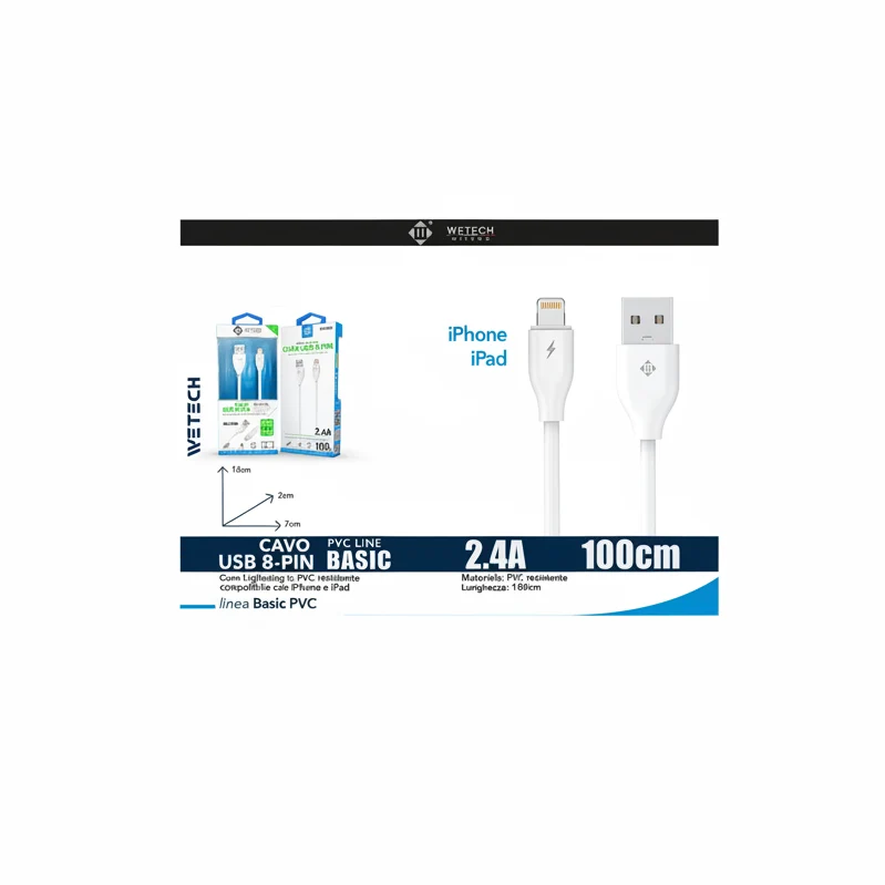 Wetech Cavo Lightning Basic 2.4A 100Cm Bianco