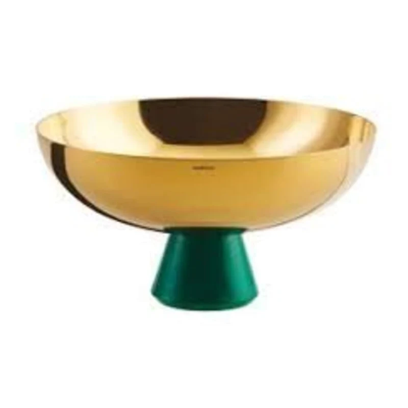 Coppa Con Piede Madame Pvd Gold Base Resina Verde Malachite