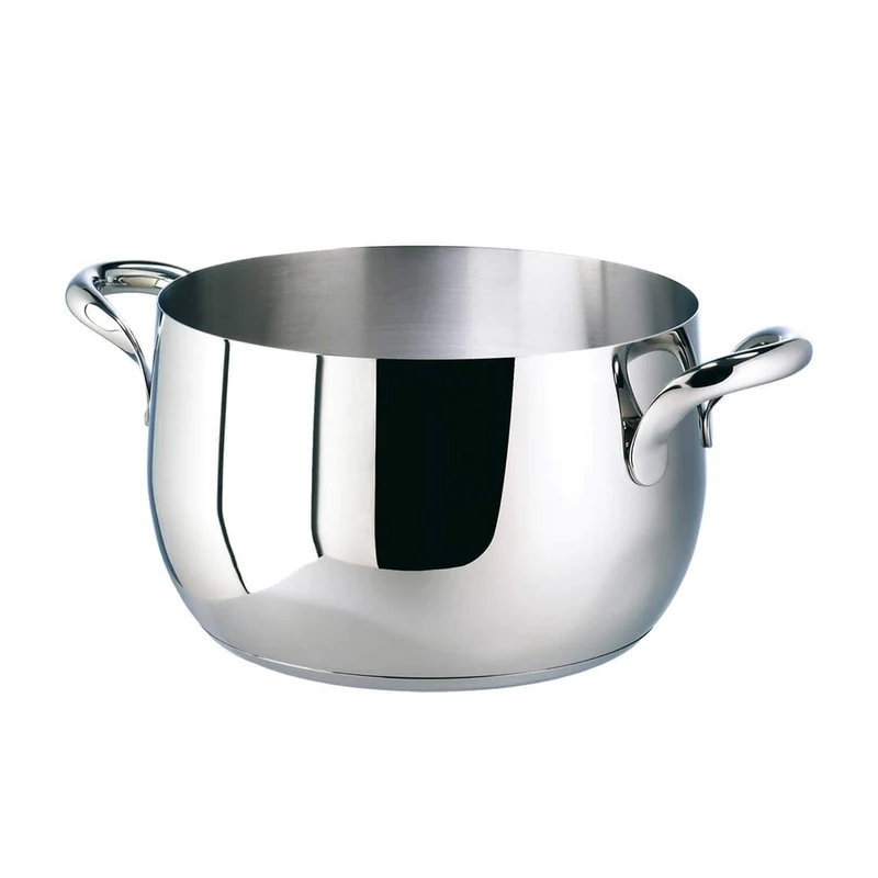 KIKKA Casseruola Alta 2 Maiglie 24 CM - Acciaio Inox Mirror
