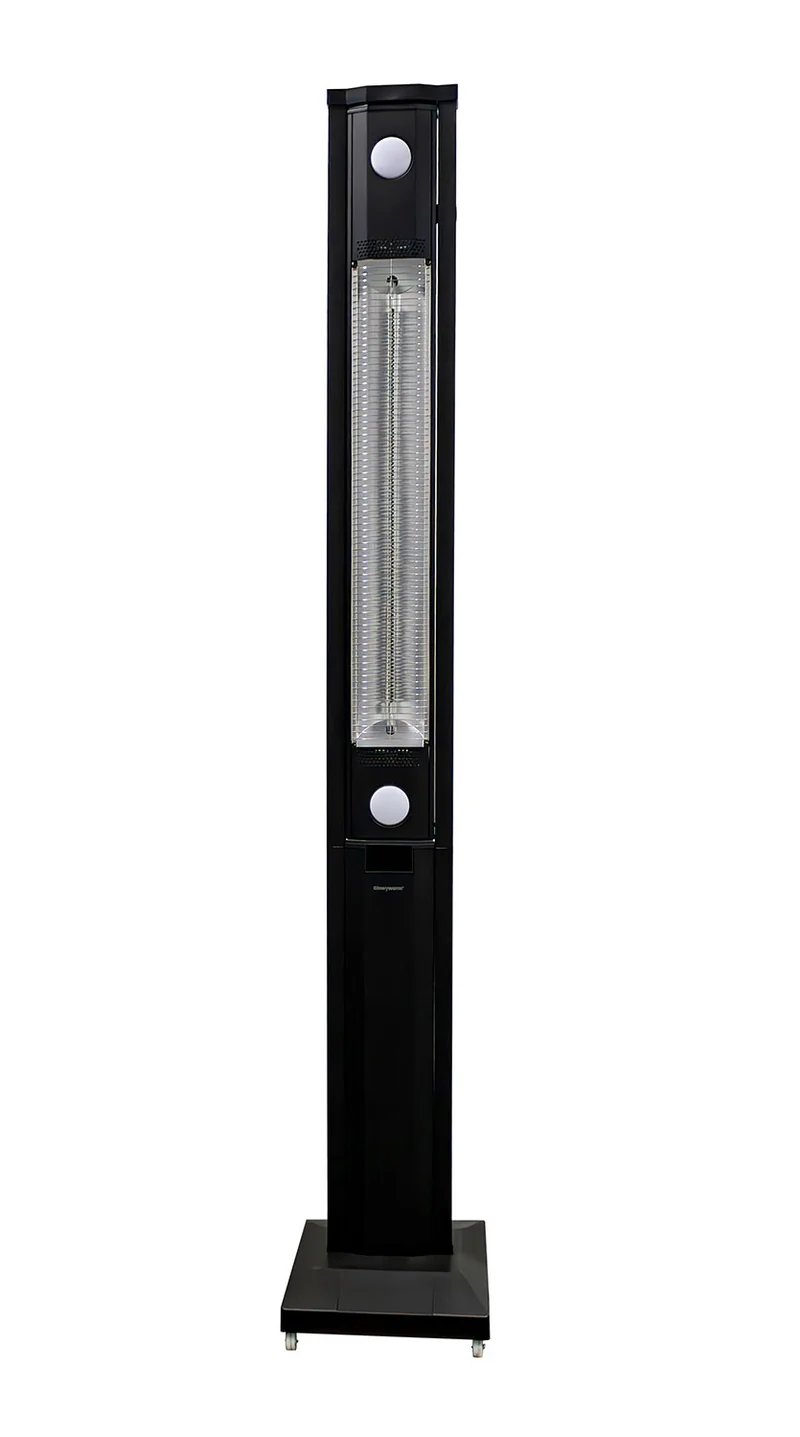 Stufa Elettrica ad infrarossi da Esterno 50x25x200 cm in Fibra di Carbonio con Luce Led Skyline Total Black