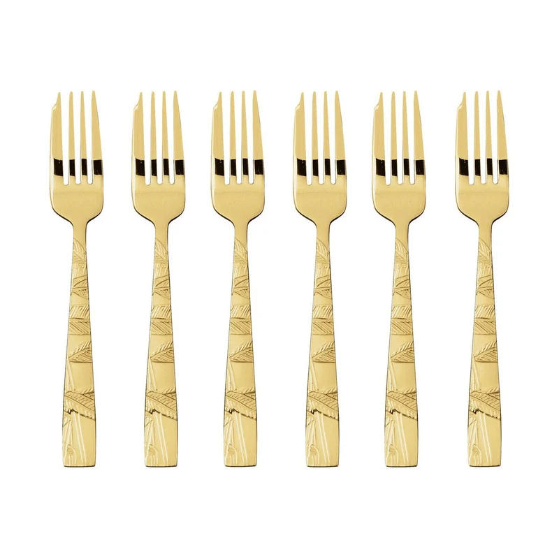 Set 6 Forchette Dolce " Jungle " Pvd Oro