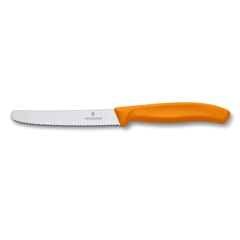 Coltello tavola ondulato - manico arancione