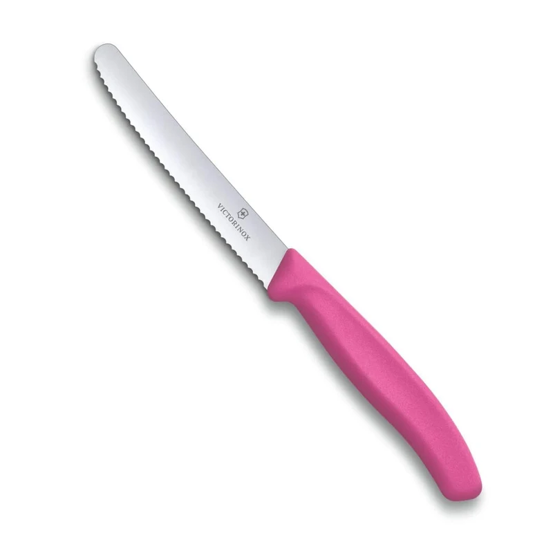 Coltello tavola ondulato - manico rosa