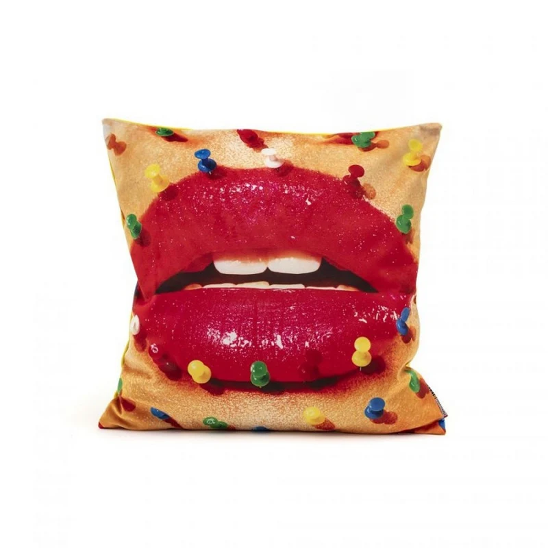 FODERA IN POLIESTERE "TOILETPAPER" Cm.50x50 - MOUTH WITH PINS