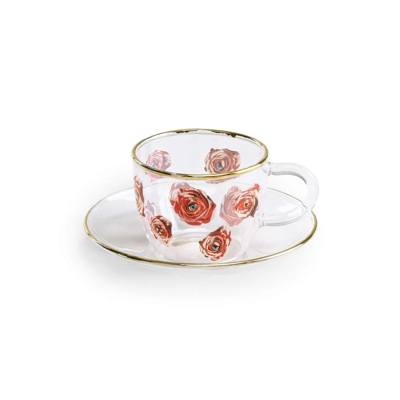 Coffee Cup Roses - Tazzina in vetro