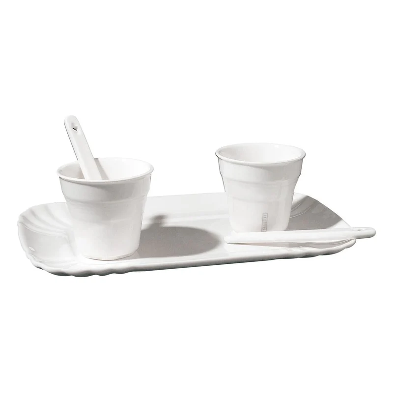 Bicchierino Caffè Set Porcellana Con Palettine E Vassoio