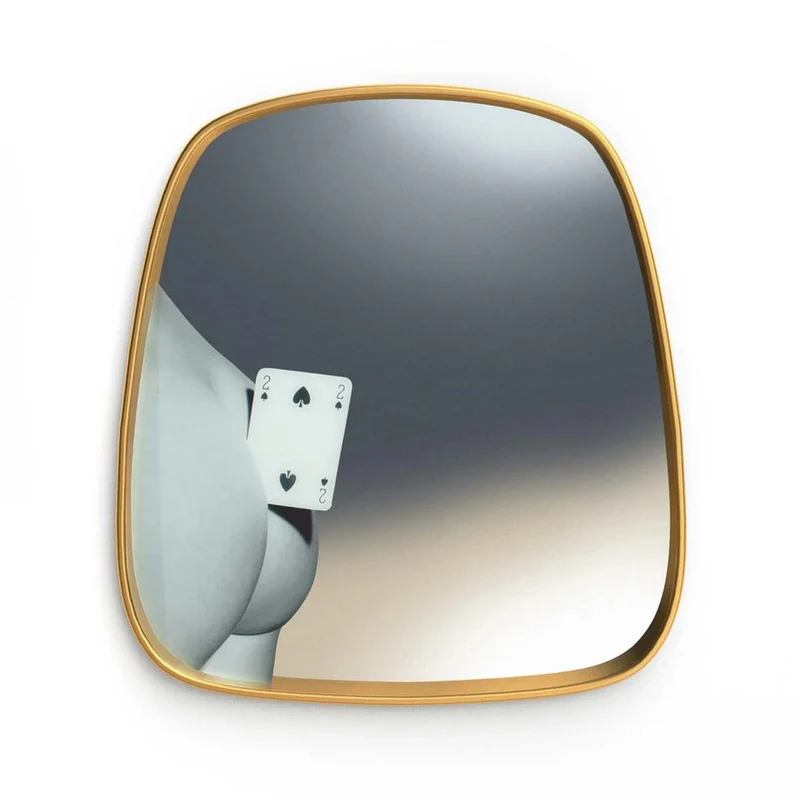 Specchio con cornice oro - 2 di picche