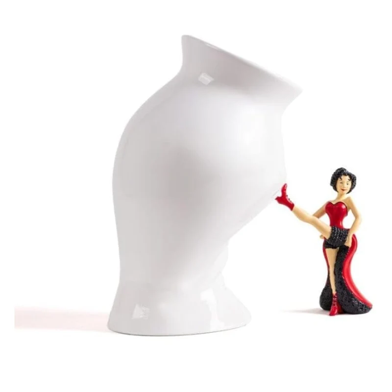 VASO CON STATUETTA IN RESINA "CIRCUS LUCY" - CM 28X17,5X28,50