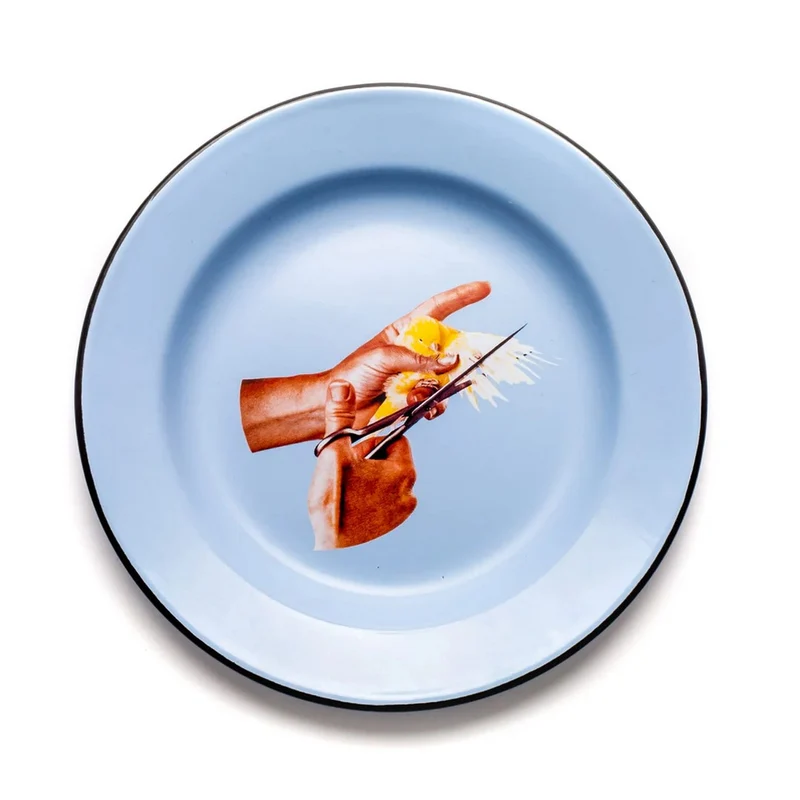 Enamel Plate Bird - Piatto In Metallo Smaltato