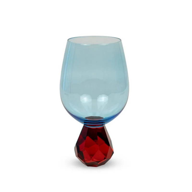 Wd Lifestyle Bicchiere cocktail in vetro effetto diamante Colore azzurro e ross