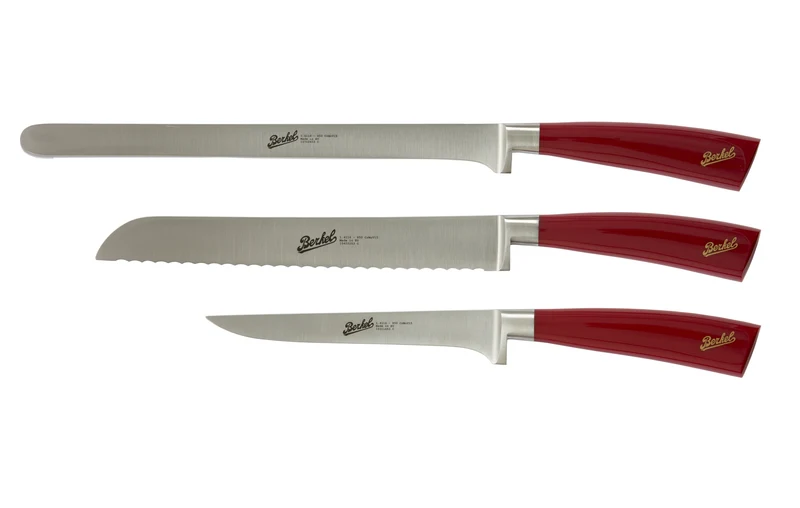 Berkel Elegance Set 3 Coltelli Arrosto Manico Rosso