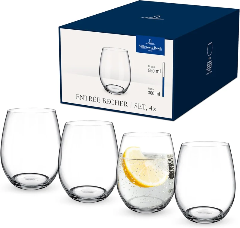 Villeroy & Boch ENTREE Set 4 Bicchieri Acqua cristallo trasparente