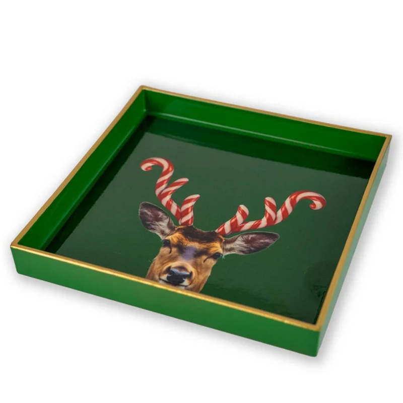 Vassoio svuota tasche Quadrato - 20 x 20 cm Decoro corna candy cane