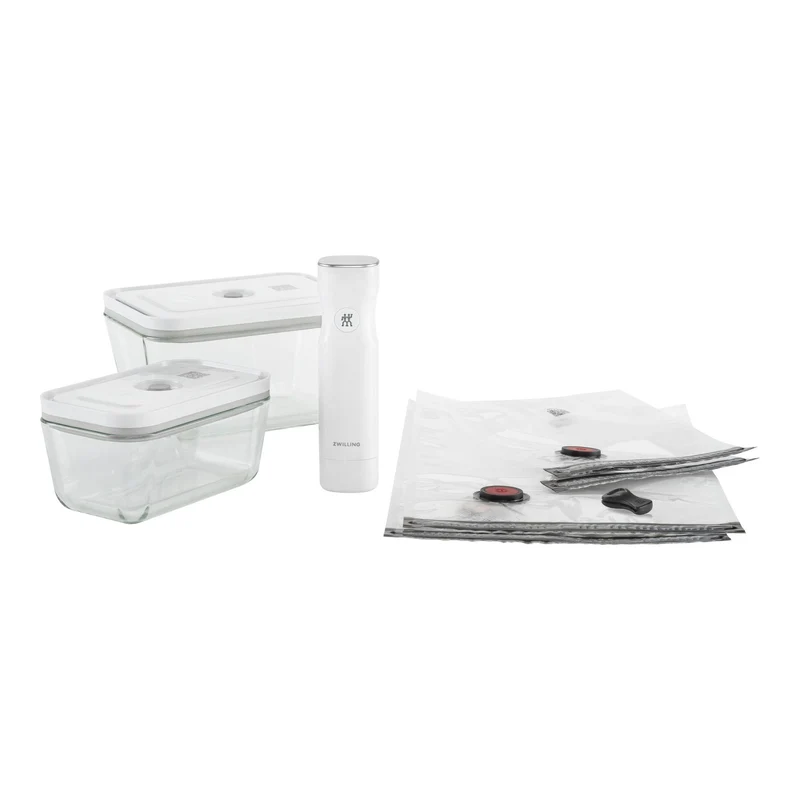 Fresh & Save Starterset sottovuoto, vetro / M/L, 7-pz., bianco