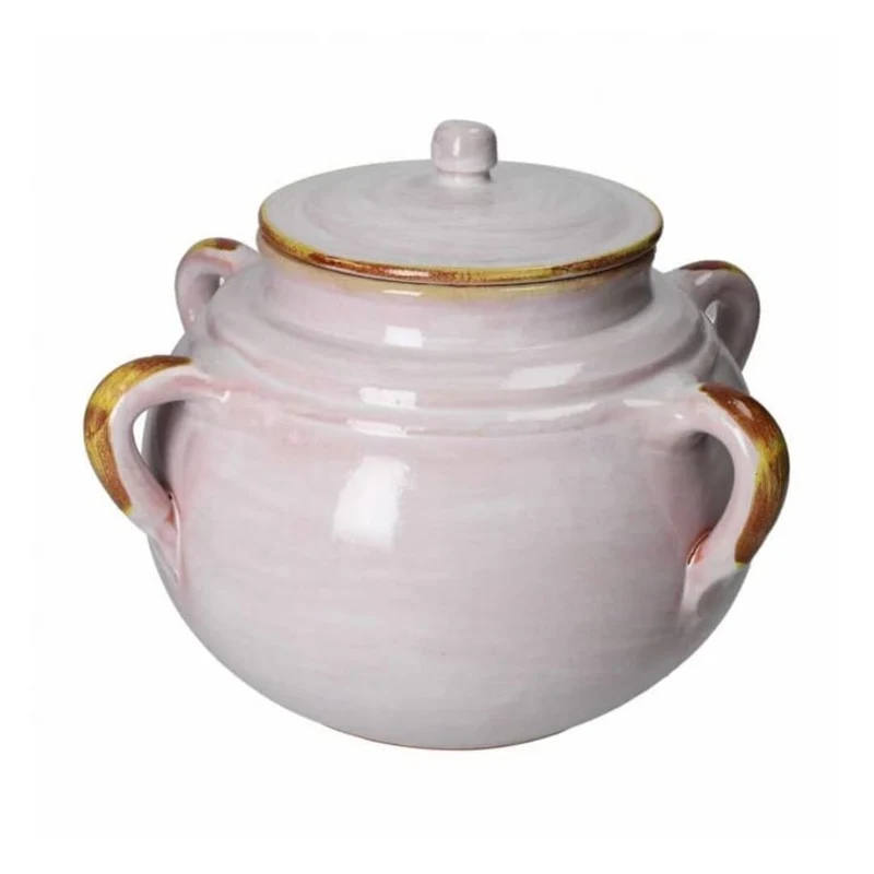 Legumiera Bianca In Terracotta Con 4 Manici In Ceramica