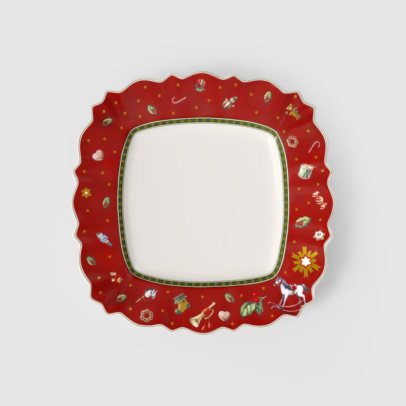 Toy's Delight Piatto piano rosso, Premium Porcelain