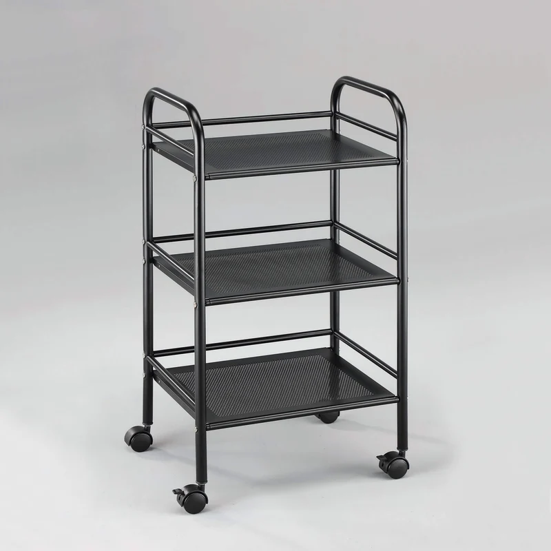 Carrellino da Cucina 3 Ripiani in Acciaio 40x32x76 cm Nero