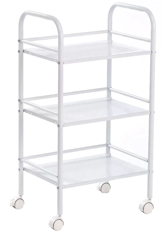 Carrello 3 Ripiani in Acciaio con Ruote per Bagno Cucina Parrucchiere Estetista Fumer Shop