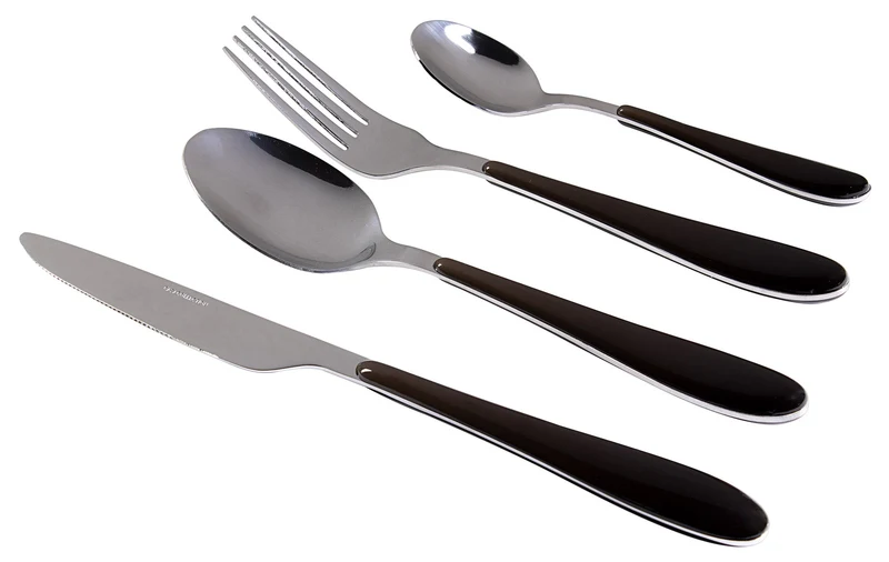 Servizio Set di Posate 24 Pezzi in Acciaio Inox 18/10 Collection Panarea Nero