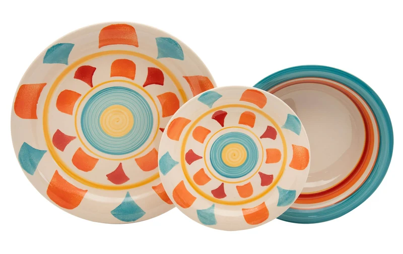 Servizio Piatti 18 Pezzi in Stoneware Collection Cherokee Rosso