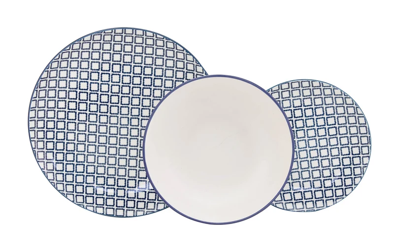 Servizio Piatti 18 Pezzi in Porcellana con Decori Collection Provenza Blu