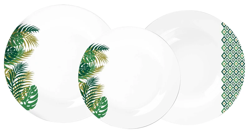 Servizio Piatti 18 Pezzi in Porcellana con Decori Collection Borneo Decor