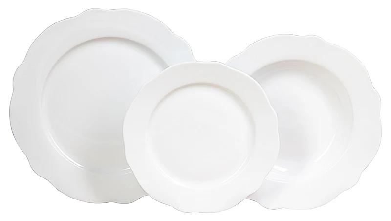 Servizio Piatti 18 Pezzi in Porcellana Collection Duke Bianco