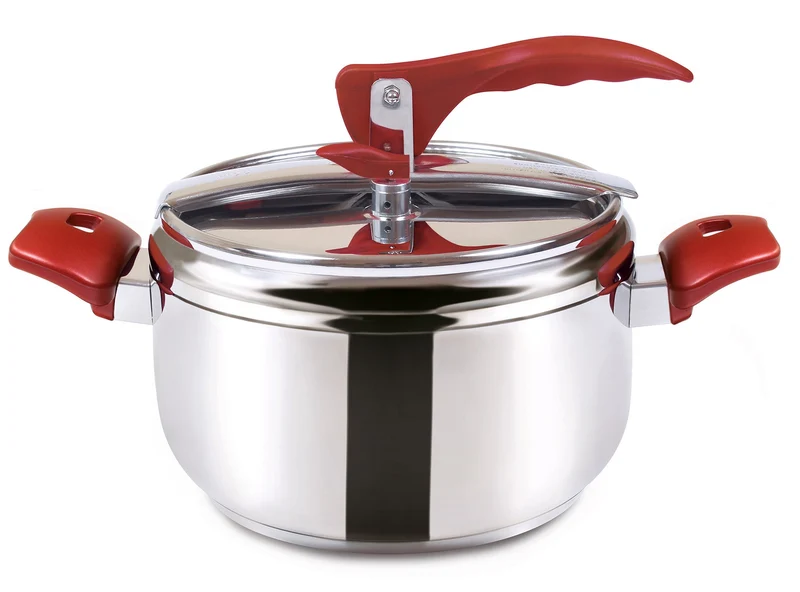 Pentola a Pressione 5 Litri in Acciaio Antiaderente Induzione Collection Acciaio/Rosso