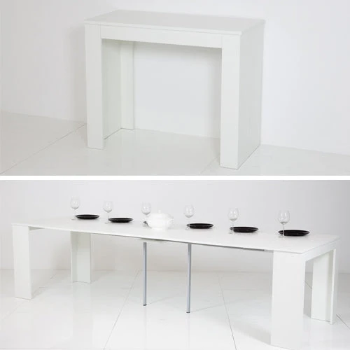 Consolle Tavolo Allungabile 45/305 Cm Bianco Frassino Groupdesign Emy