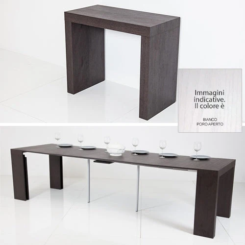 Consolle Tavolo Allungabile 45/305 Cm Bianco Poro Aperto Groupdesign Twist