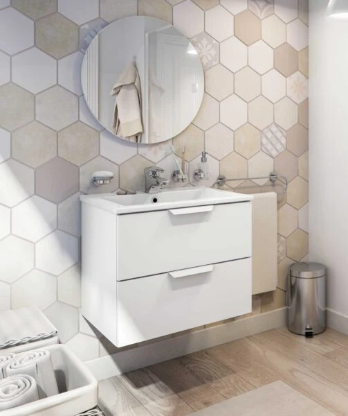 Mobile bagno sospeso cm60 bianco lucido 60x45x50h senza specchio