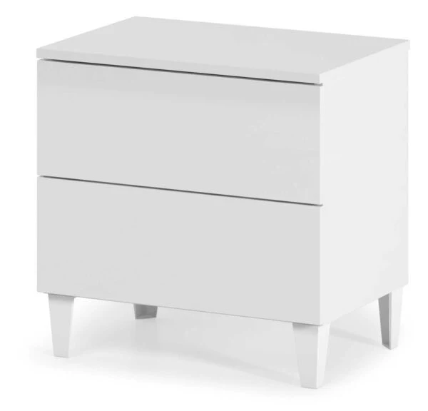 Comodino Loft 2 cassetti bianco lucido 50x34x49h