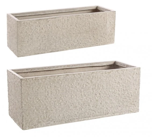 Set 2 Vasi Roccia Rett Basso Sabbia