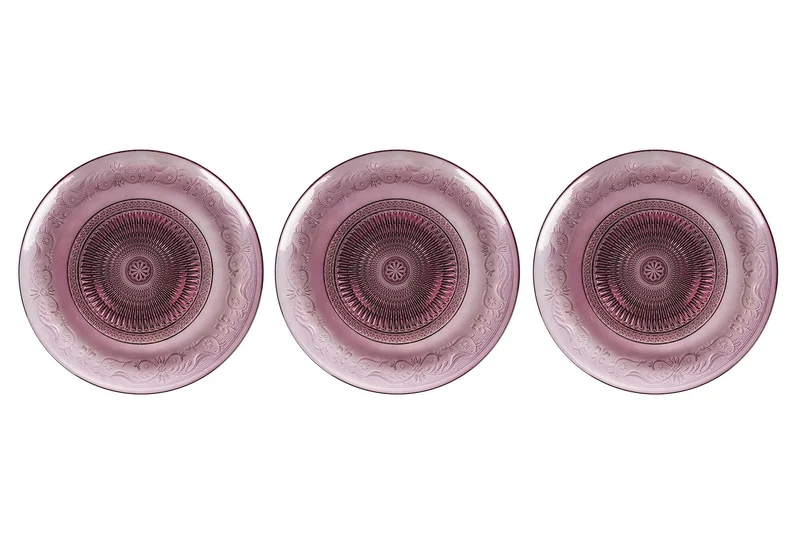 Set 3 Piatti Piani Ø29x2,5 cm in Vetro VdE Tivoli 1996 Imperial Rosa