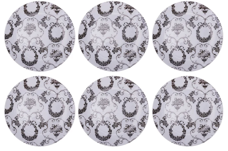Set 6 Piatti Frutta Ø19x2 cm in Porcellana e Gres VdE Tivoli 1996 Rose Baroque