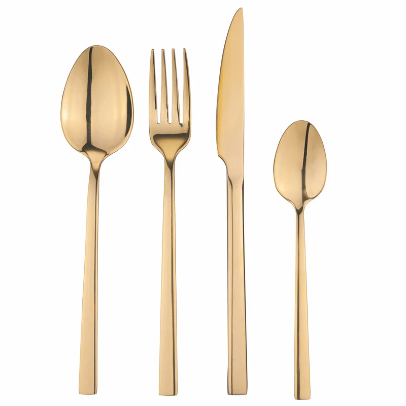 Servizio Set di Posate 24 Pezzi in Acciaio Inossidabile 18/8 VdE Tivoli 1996 Luxury Oro