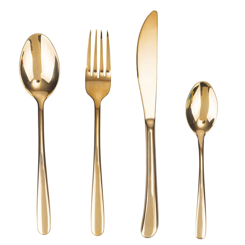 Servizio Set di Posate 24 Pezzi in Acciaio Inox VdE Tivoli 1996 Drop Oro Lucido
