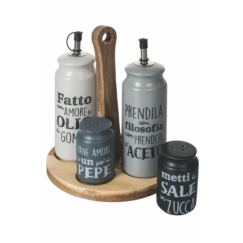 Menage Set Olio Aceto Sale e Pepe in Gres VdE Tivoli 1996 Idee
