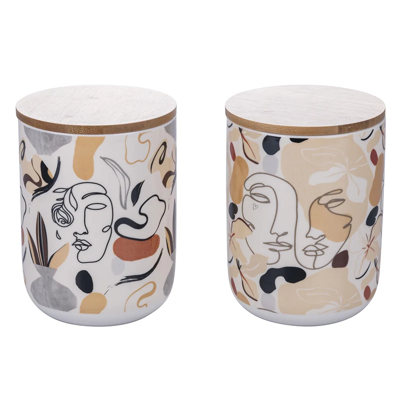Set 2 Barattoli 750 ml in Bone China VdE Tivoli 1996 Face to grey