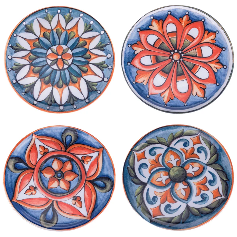 Set 4 Piatti Pizza Ø33x2 cm in Porcellana VdE Tivoli 1996 Le Maioliche