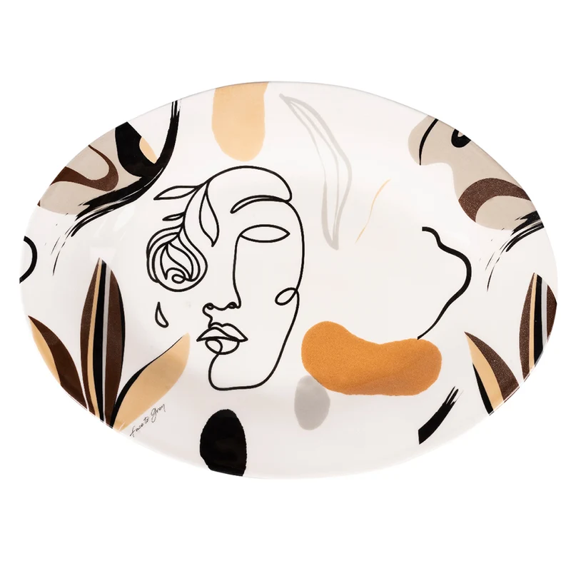 Vassoio Ø33x45 cm in Ceramica VdE Tivoli 1996 Face to grey