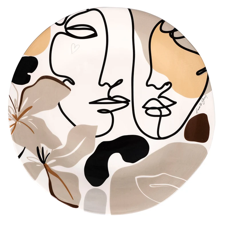 Piatto da Portata Ø38x4 cm in Ceramica VdE Tivoli 1996 Face to grey