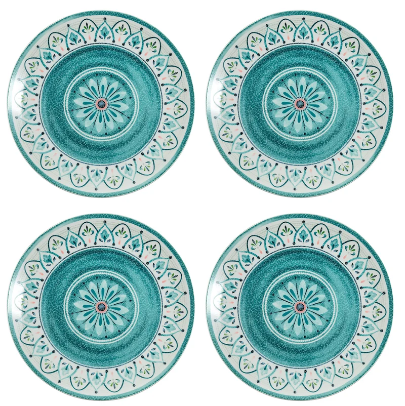 Set 4 Piatti Piani Ø30x3 cm in Porcellana Sottosmalto VdE Tivoli 1996 Pantelleria