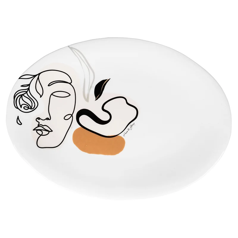 Piatto da Portata 38x27 cm in Ceramica VdE Tivoli 1996 Face to grey