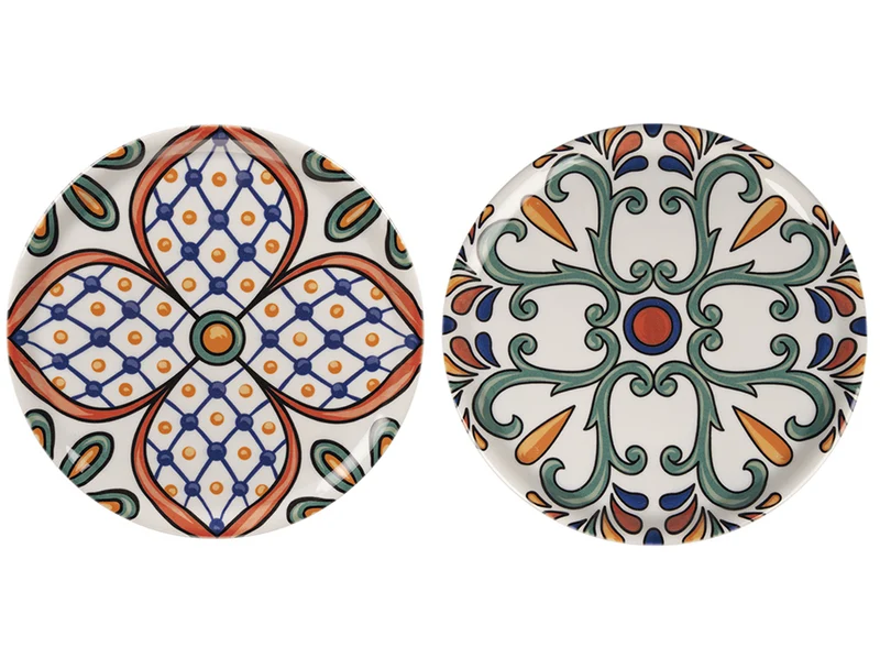 Set 2 Piatti Pizza Ø33x2 cm in Porcellana VdE Tivoli 1996 Barrio