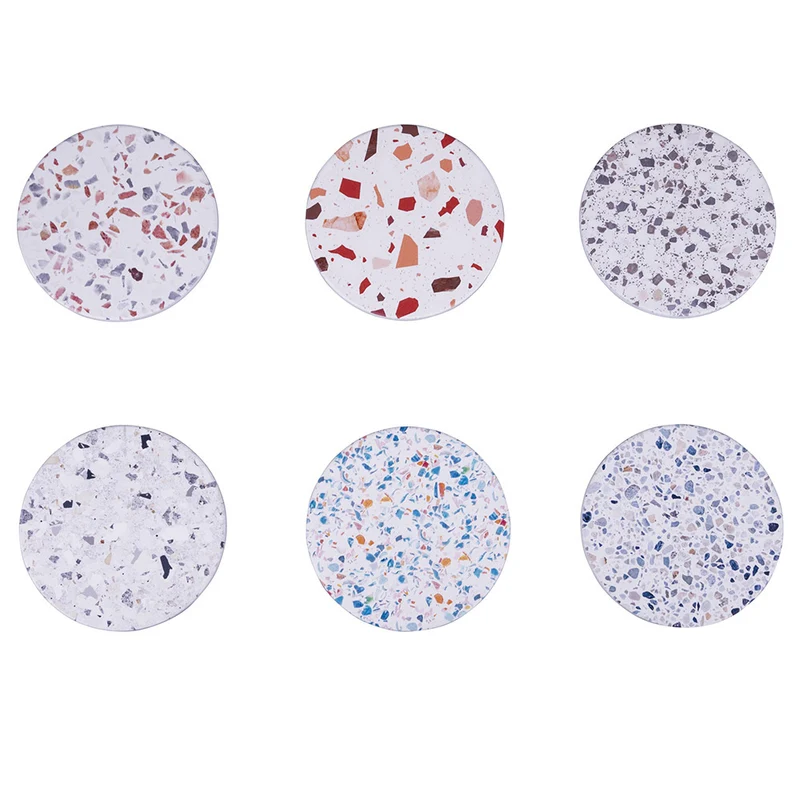 Set 6 Sottobicchieri Ø10x1 cm in Ceramica VdE Tivoli 1996 Terrazzo