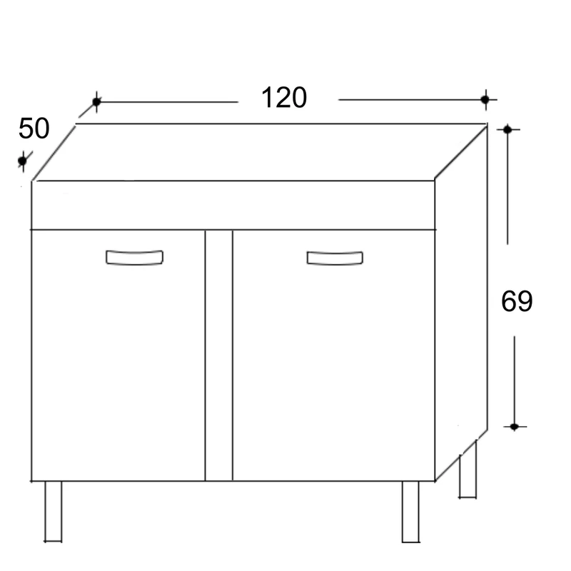 Mobile Sottolavello da Cucina 120x50x69 cm con 2 Ante in Nobilitato Bianco Opaco