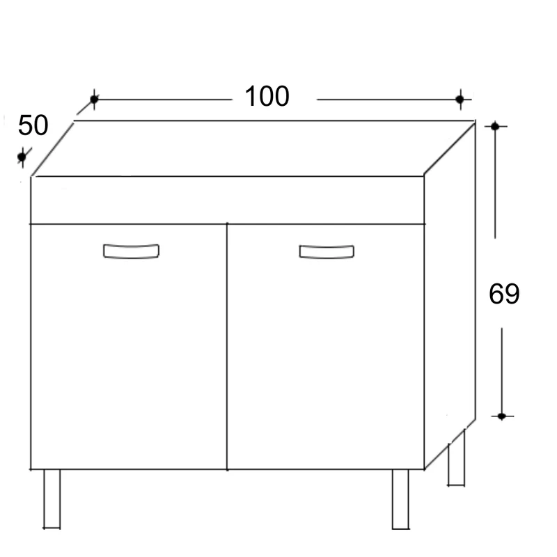 Mobile Sottolavello da Cucina 100x50x69 cm con 2 Ante in Nobilitato Teak